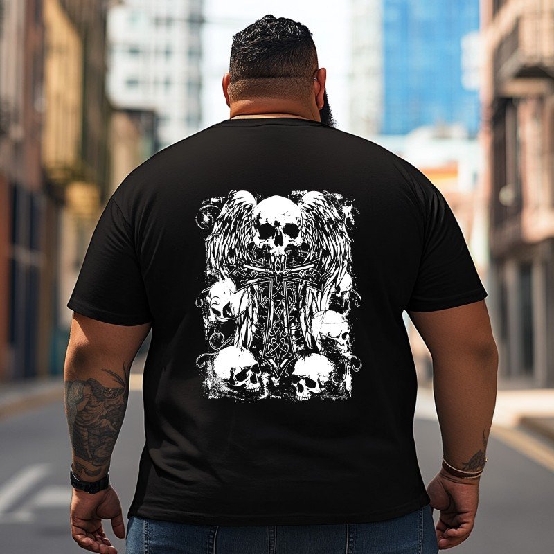 Skull Skeleton T2 5D2C 081 Men T Shirts Big and Tall Men Shirts Plus Size Short Sleeve Fashion Casual T Shirt Graphic Tee Shirts Tshirts