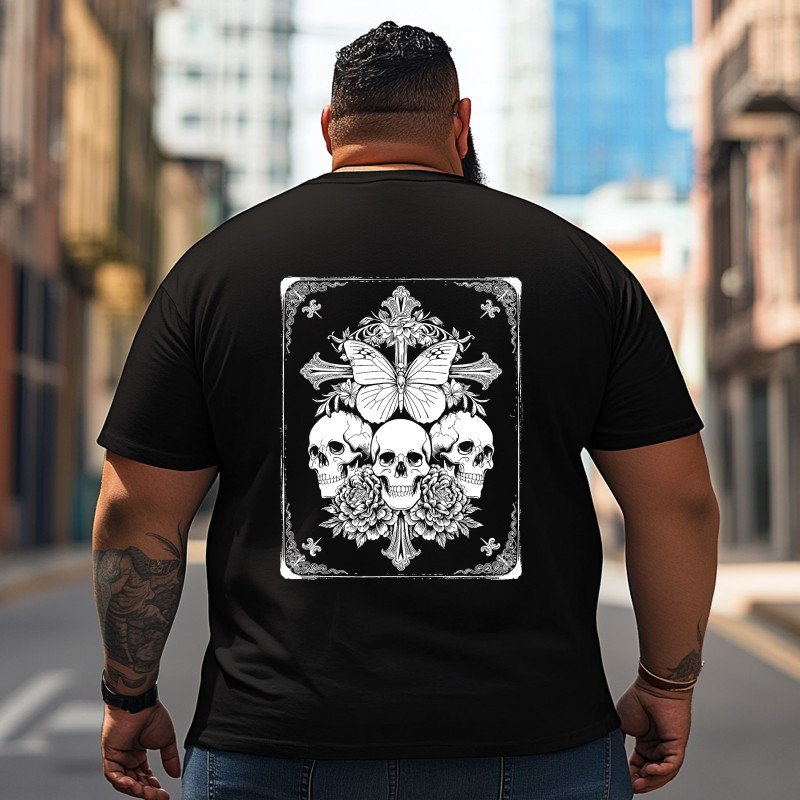 Skull Skeleton T2 5D2C 093 Men T Shirts Big and Tall Men Shirts Plus Size Short Sleeve Fashion Casual T Shirt Graphic Tee Shirts Tshirts