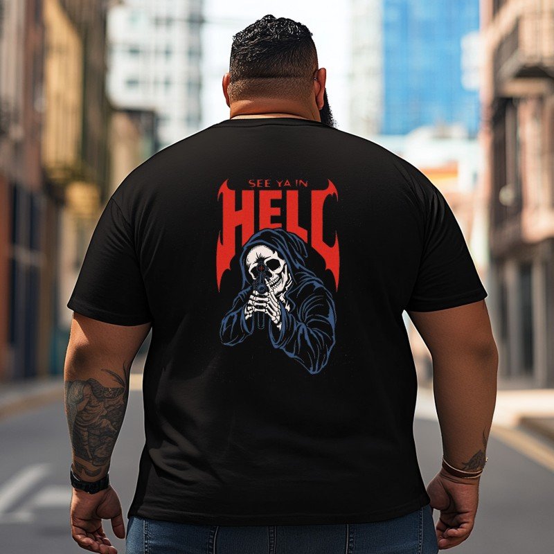 Skull Skeleton T2 5D2C 117 Men T Shirts Big and Tall Men Shirts Plus Size Short Sleeve Fashion Casual T Shirt Graphic Tee Shirts Tshirts