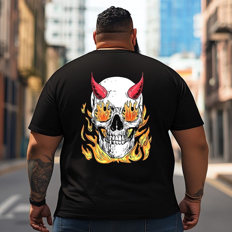 Skull Skeleton T2 5D2C 155 Men T Shirts Big and Tall Men Shirts Plus Size Short Sleeve Fashion Casual T Shirt Graphic Tee Shirts Tshirts