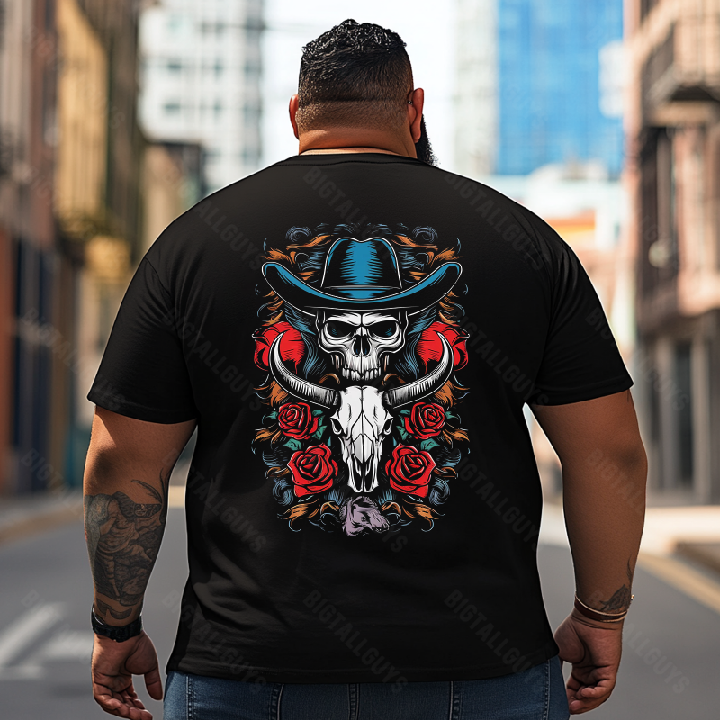 Skull Skeleton T2 5D2E 029 Men T Shirts Big and Tall Men Shirts Plus Size Short Sleeve Fashion Casual T Shirt Graphic Tee Shirts Tshirts