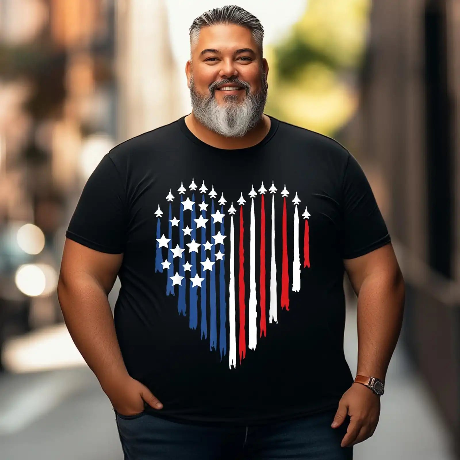 4th of July Jet American Flag Patriotic USA Men T Shirts Big and Tall Men Shirts Plus Size Short Sleeve Fashion Casual T Shirt Graphic Tee Shirts Tshirts - BigTallGuys