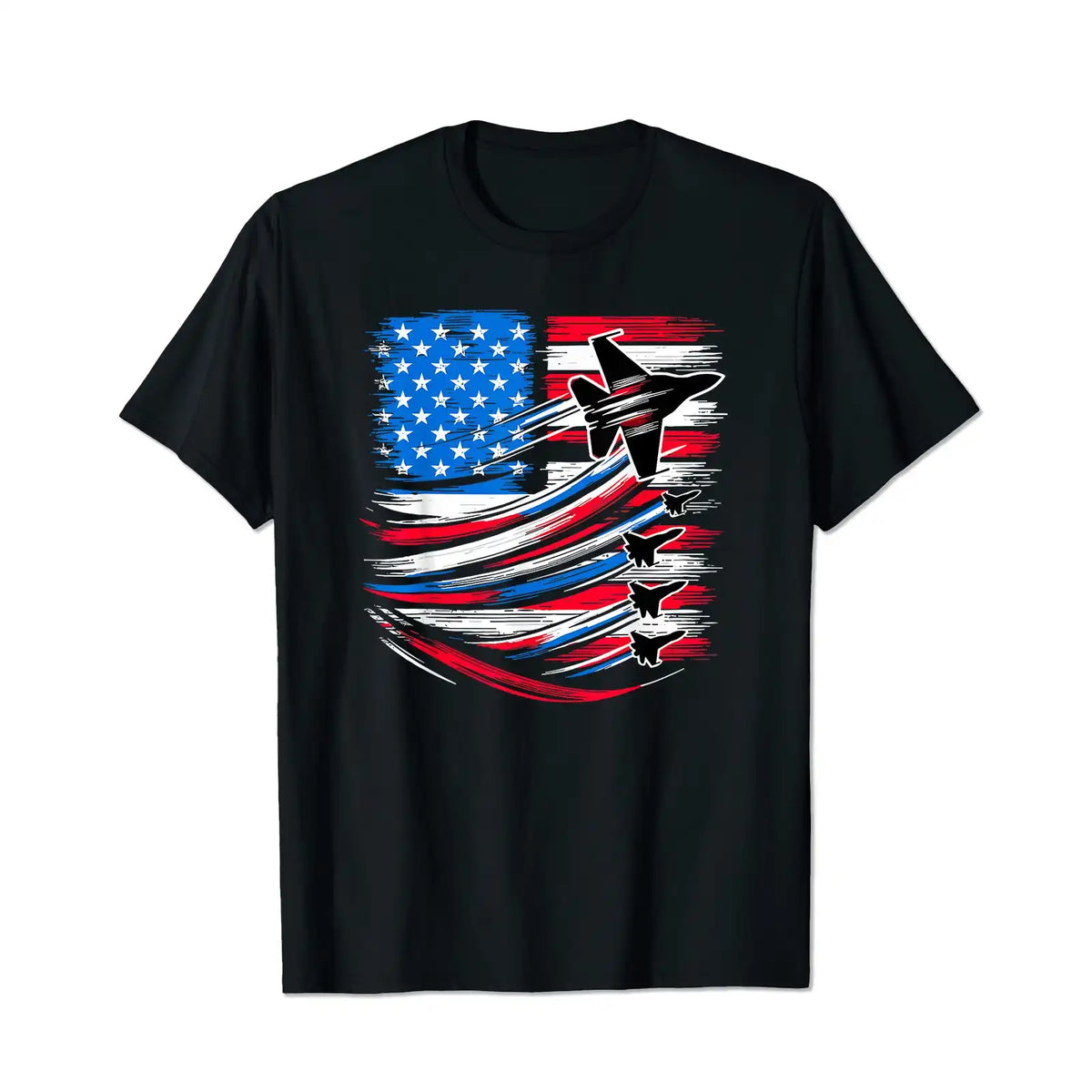 4th of July Jet American Flag Patriotic USA 3 Men T Shirts Big and Tall Men Shirts Plus Size Short Sleeve Fashion Casual T Shirt Graphic Tee Shirts Tshirts - BigTallGuys