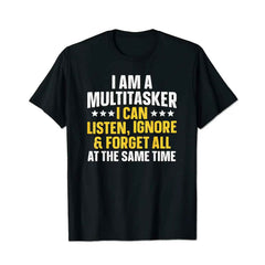 Multi-Tasker Funny Men T-Shirts, Plus Size Short Sleeve T Shirt for Men Big and Tall Men Tees Shirts