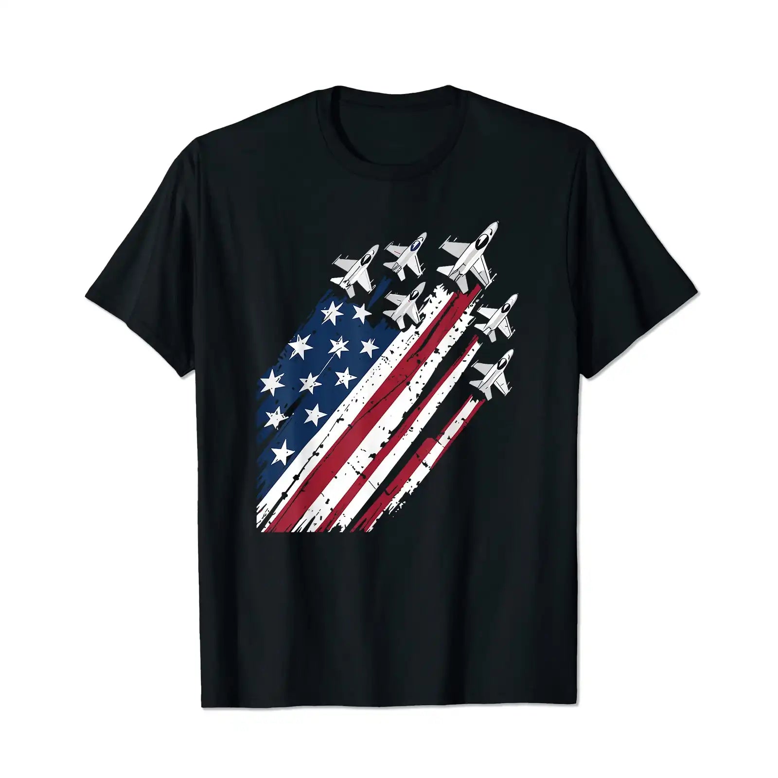 4th of July Jet American Flag Patriotic USA 2 Men T Shirts Big and Tall Men Shirts Plus Size Short Sleeve Fashion Casual T Shirt Graphic Tee Shirts Tshirts - BigTallGuys