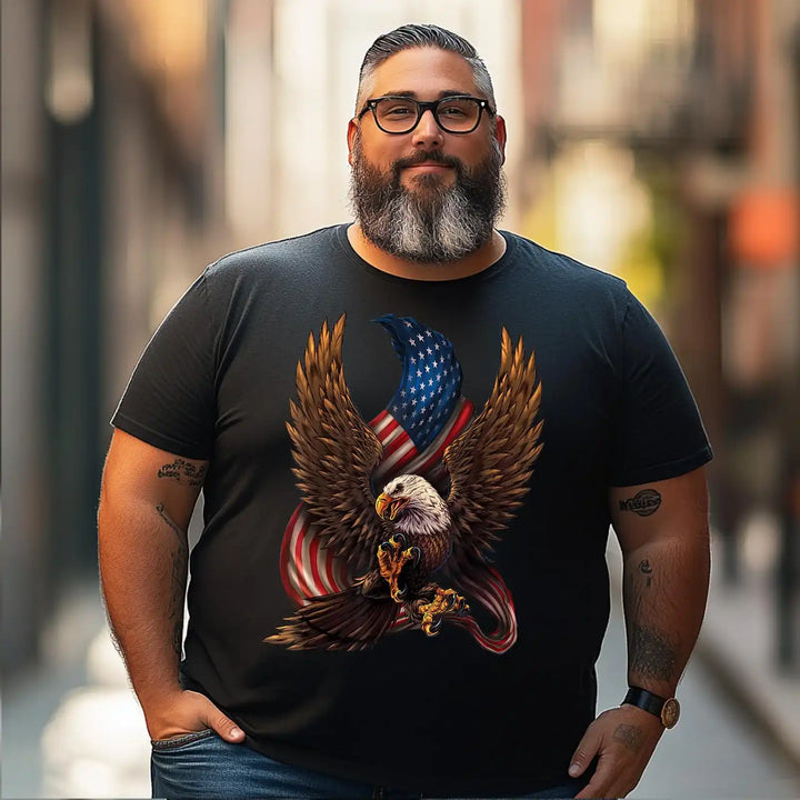 Patriotic American Design With Eagle And Flag Men T Shirts Big and Tall Men Shirts Plus Size Short Sleeve Fashion Casual T Shirt Graphic Tee Shirts Tshirts