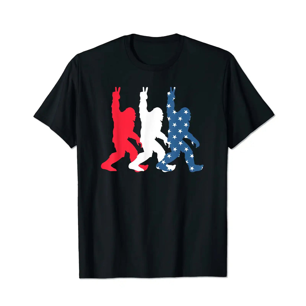 Bigfoot USA Flag Independence Day 4th Of July Patriotic Men T Shirts Big and Tall Men Shirts Plus Size Short Sleeve Fashion Casual T Shirt Graphic Tee Shirts Tshirts - BigTallGuys