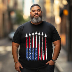 Patriotic Red White Blue USA Flag Fighter Jets 4th of July 2 Men T Shirts Big and Tall Men Shirts Plus Size Short Sleeve Fashion Casual T Shirt Graphic Tee Shirts Tshirts - BigTallGuys
