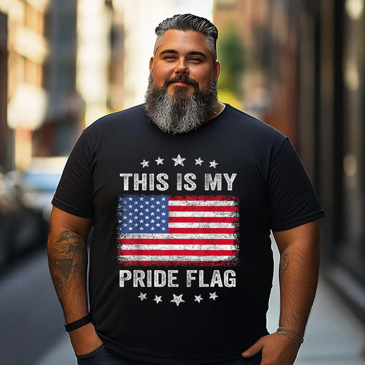 This Is My Pride Flag USA American 4th of July Patriotic Men T Shirts Big and Tall Men Shirts Plus Size Short Sleeve Fashion Casual T Shirt Graphic Tee Shirts Tshirts