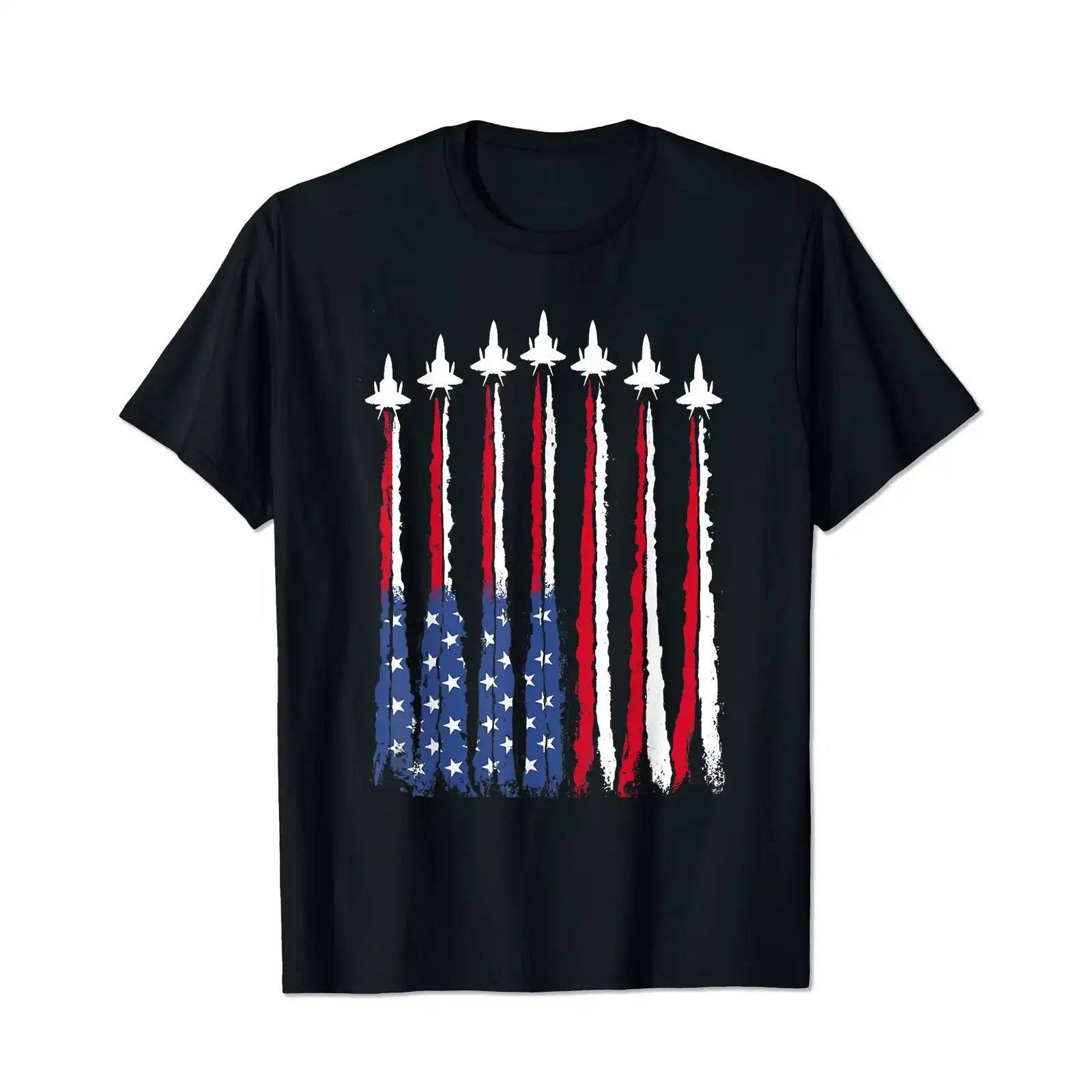 Patriotic Red White Blue USA Flag Fighter Jets 4th of July 2 Men T Shirts Big and Tall Men Shirts Plus Size Short Sleeve Fashion Casual T Shirt Graphic Tee Shirts Tshirts - BigTallGuys