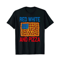 Red White & Pizza American Flag Patriotic 4th Of July Men T Shirts Big and Tall Men Shirts Plus Size Short Sleeve Fashion Casual T Shirt Graphic Tee Shirts Tshirts - BigTallGuys