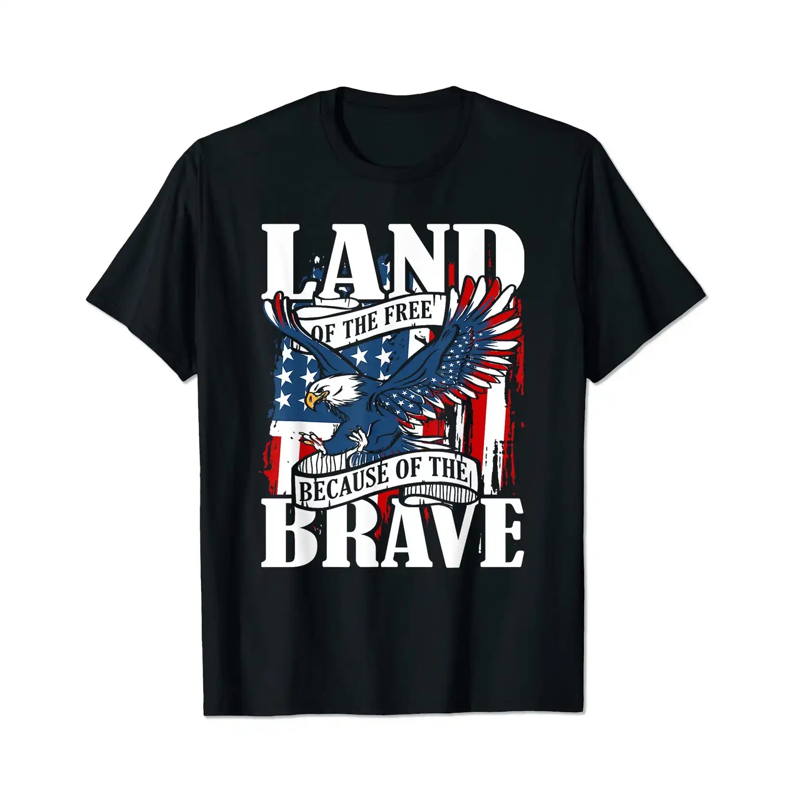 US Flag America Eagle Land of the Free Because of the Brave Men T Shirts Big and Tall Men Shirts Plus Size Short Sleeve Fashion Casual T Shirt Graphic Tee Shirts Tshirts - BigTallGuys