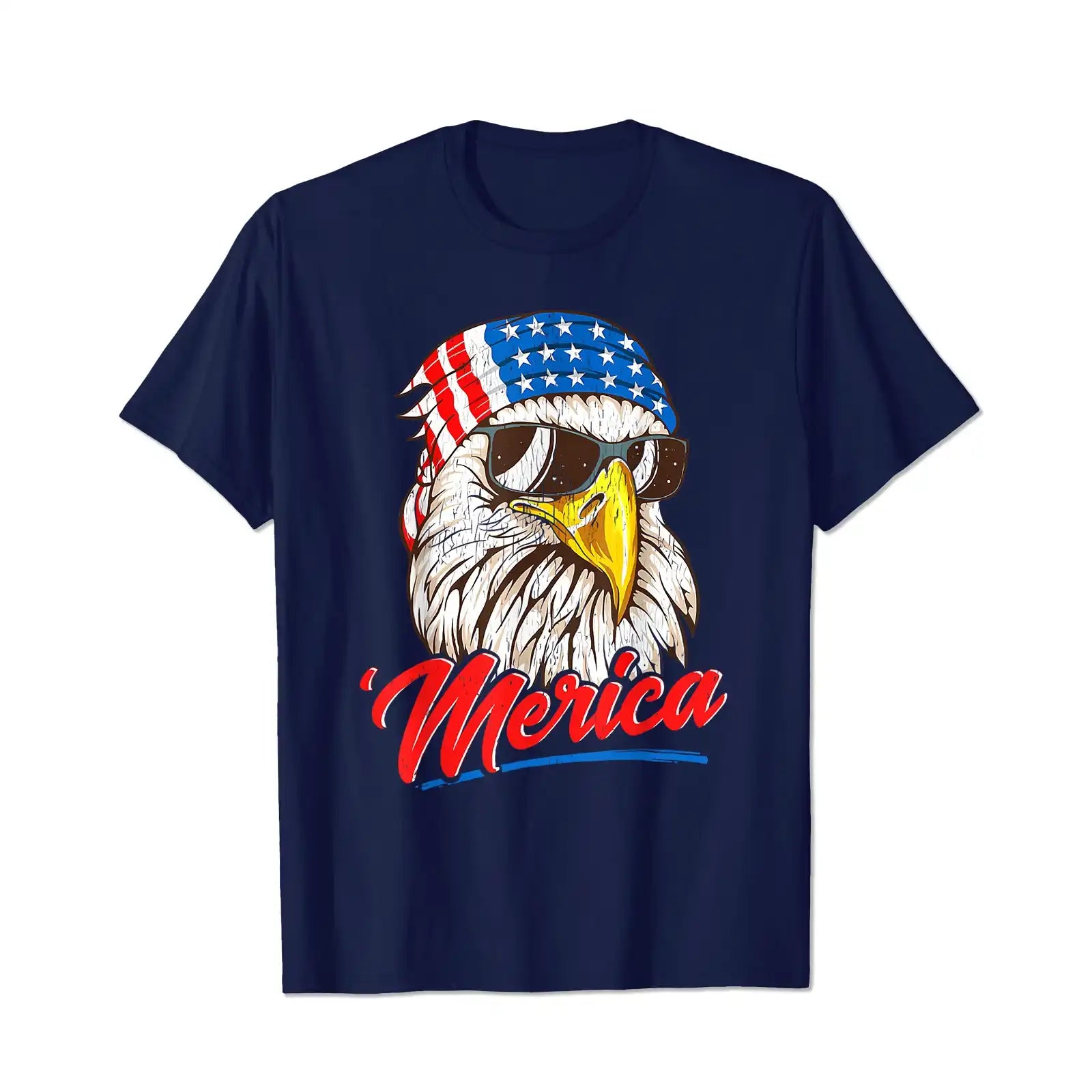America Eagle Headband USA Flag 4th Of July Patriotic Men T Shirts Big and Tall Men Shirts Plus Size Short Sleeve Fashion Casual T Shirt Graphic Tee Shirts Tshirts - BigTallGuys
