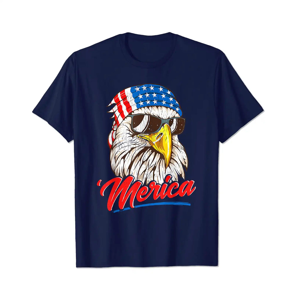 America Eagle Headband USA Flag 4th Of July Patriotic Men T Shirts Big and Tall Men Shirts Plus Size Short Sleeve Fashion Casual T Shirt Graphic Tee Shirts Tshirts - BigTallGuys