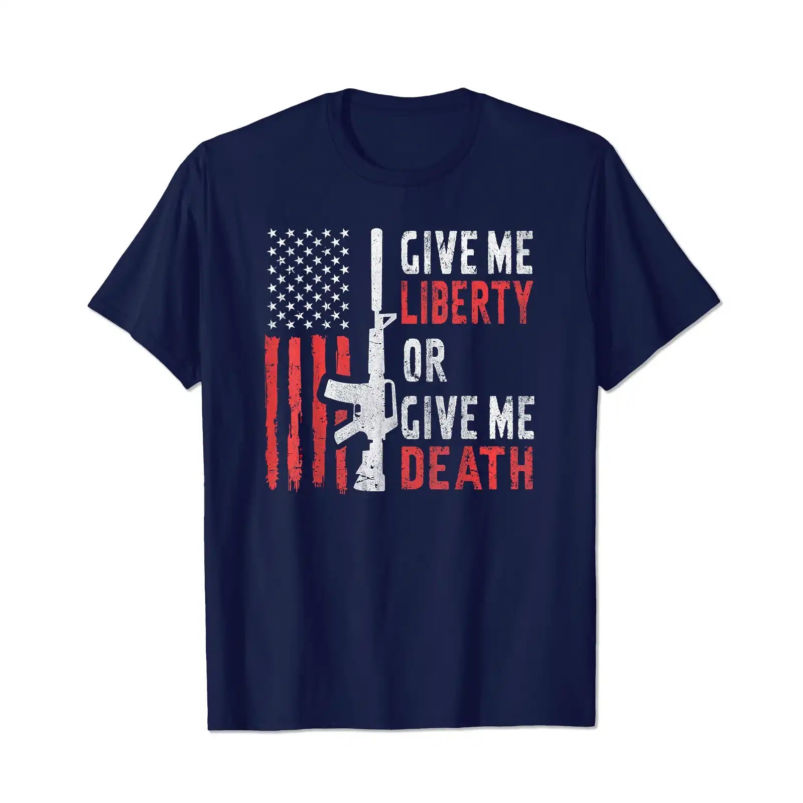 American Eagle Give Me Liberty Or Give Me Death 4th Of July Men T Shirts Big and Tall Men Shirts Plus Size Short Sleeve Fashion Casual T Shirt Graphic Tee Shirts Tshirts - BigTallGuys