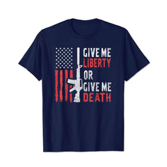 American Eagle Give Me Liberty Or Give Me Death 4th Of July Men T Shirts Big and Tall Men Shirts Plus Size Short Sleeve Fashion Casual T Shirt Graphic Tee Shirts Tshirts - BigTallGuys