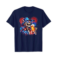 Beer American Flag 4th of July Merica Drinking USA Men T Shirts Big and Tall Men Shirts Plus Size Short Sleeve Fashion Casual T Shirt Graphic Tee Shirts Tshirts - BigTallGuys