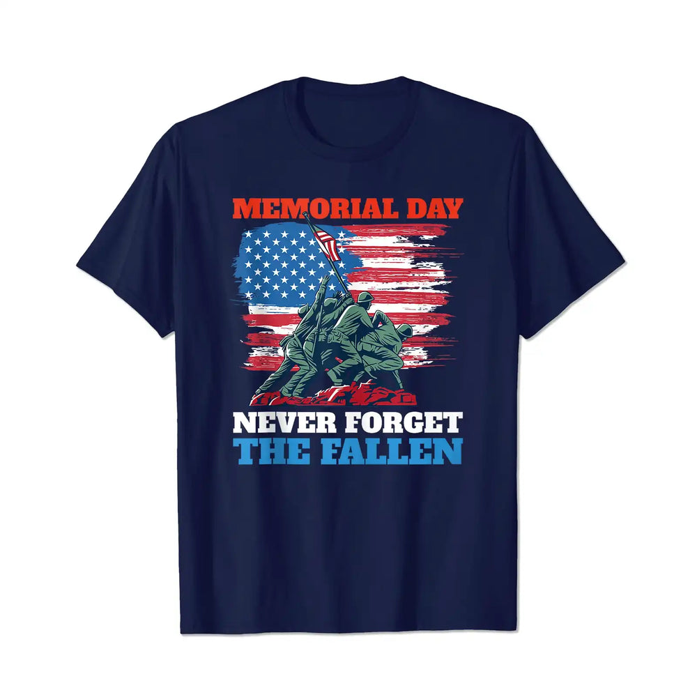 Memorial Day Never Forget the Fallen USA Flag Patriotic Men T Shirts Big and Tall Men Shirts Plus Size Short Sleeve Fashion Casual T Shirt Graphic Tee Shirts Tshirts - BigTallGuys