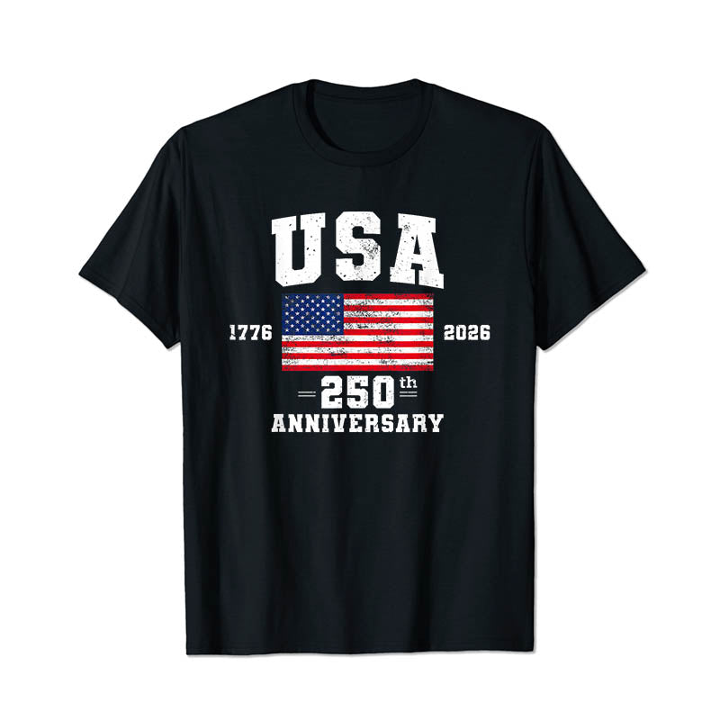 USA 1776 2026 America 250th Anniversary Men Cotton Tee Patriotic Shirt - BigTallGuys