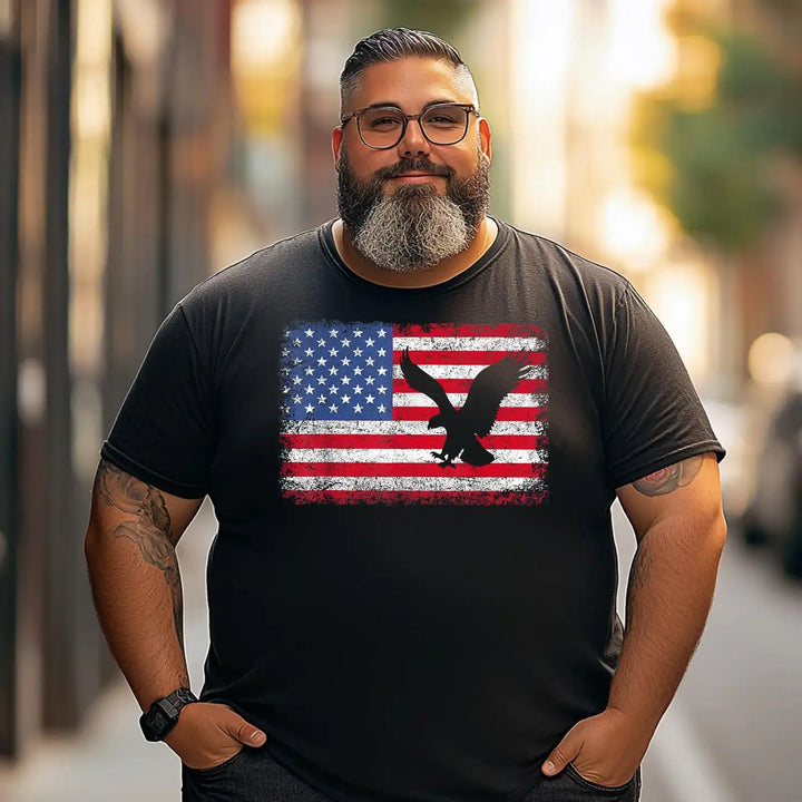 Patriotic Eagle 4th Of July USA American Flag Men T Shirts Big and Tall Men Shirts Plus Size Short Sleeve Fashion Casual T Shirt Graphic Tee Shirts Tshirts