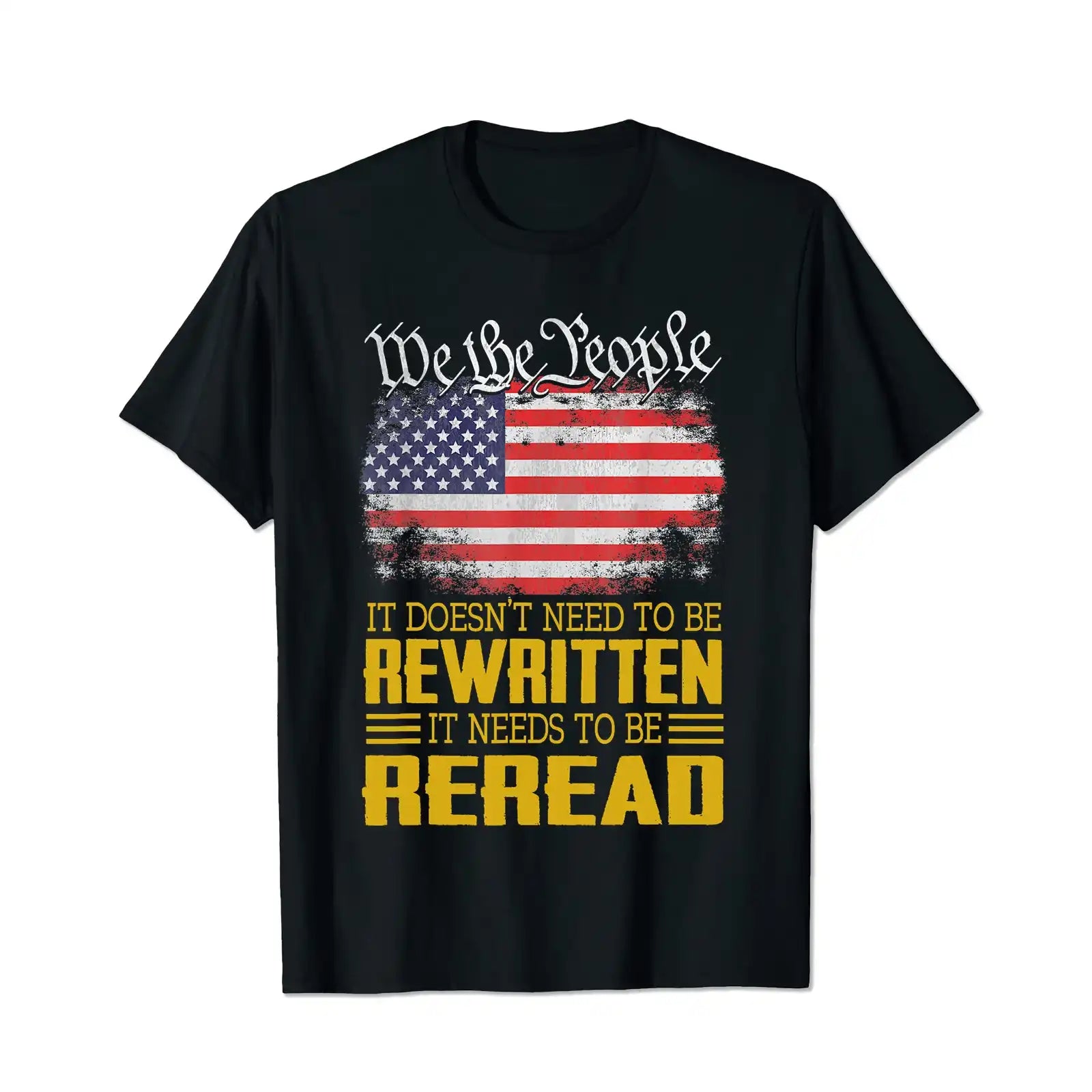 US Flag Constitution of the USA Needs To Be Reread Patriotic Men T Shirts Big and Tall Men Shirts Plus Size Short Sleeve Fashion Casual T Shirt Graphic Tee Shirts Tshirts - BigTallGuys