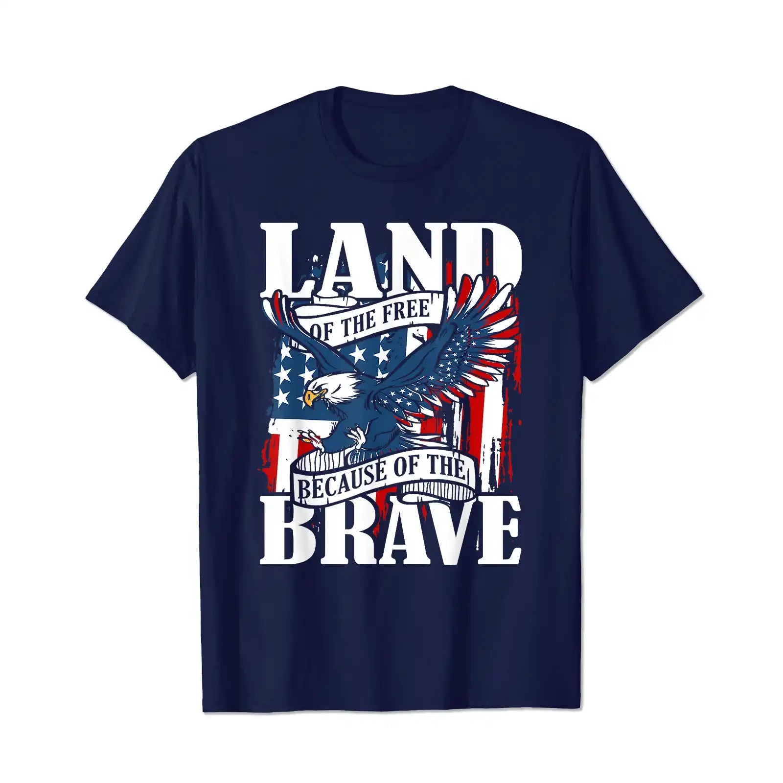 US Flag America Eagle Land of the Free Because of the Brave Men T Shirts Big and Tall Men Shirts Plus Size Short Sleeve Fashion Casual T Shirt Graphic Tee Shirts Tshirts - BigTallGuys