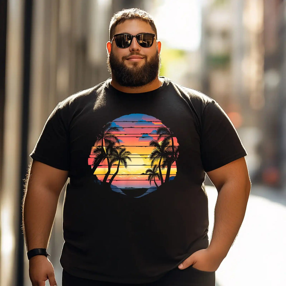 Sunset Beach 2 Men T Shirts Big and Tall Men Shirts Plus Size Short Sleeve Fashion Casual T Shirt Graphic Tee Shirts Tshirts - BigTallGuys