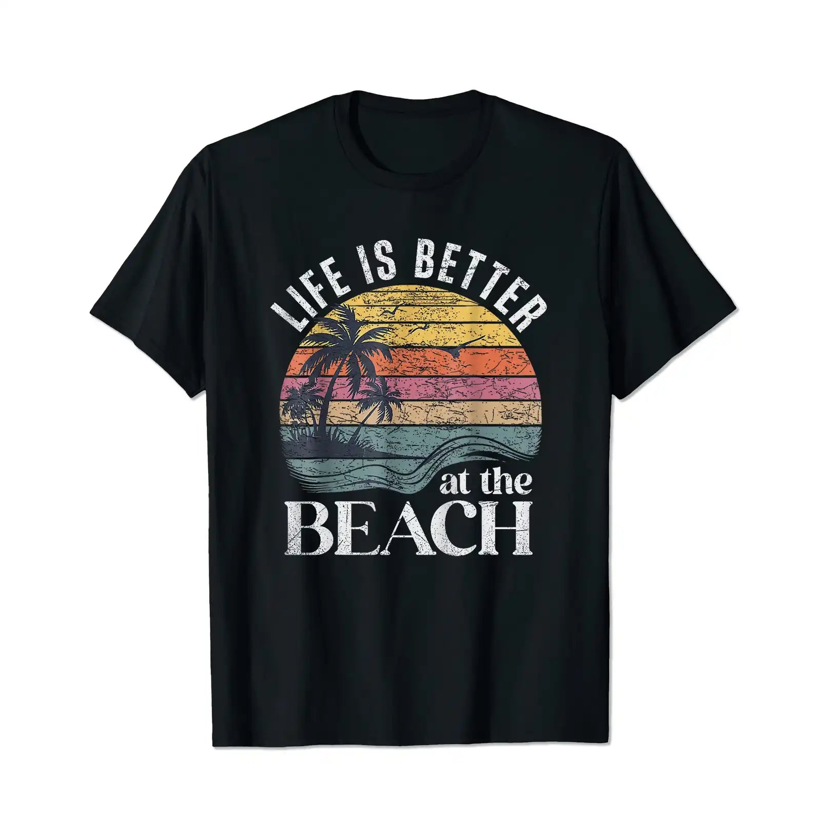 Life Is Better at The Beach Men T Shirts Big and Tall Men Shirts Plus Size Short Sleeve Fashion Casual T Shirt Graphic Tee Shirts Tshirts - BigTallGuys
